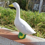 statue canard plumes résine décorative base couleur naturelleextérieur moderne