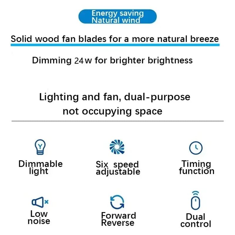 ventilateur moderne led bois naturel blanc lampe intégrée télécommande flux lumineux certifications vde ul