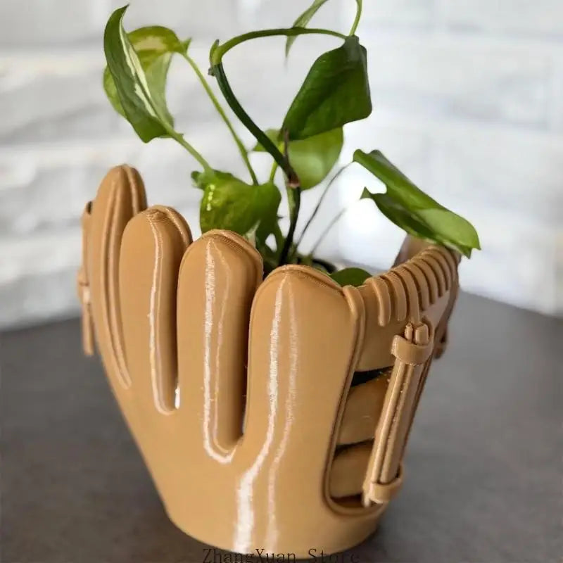 pot forme gant baseball marron clair rétro décoratif intérieur fleur artificielle