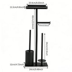support toilette moderne noir acier inoxydable plaque carrée rouleaux papier toilette brosse wc plateau