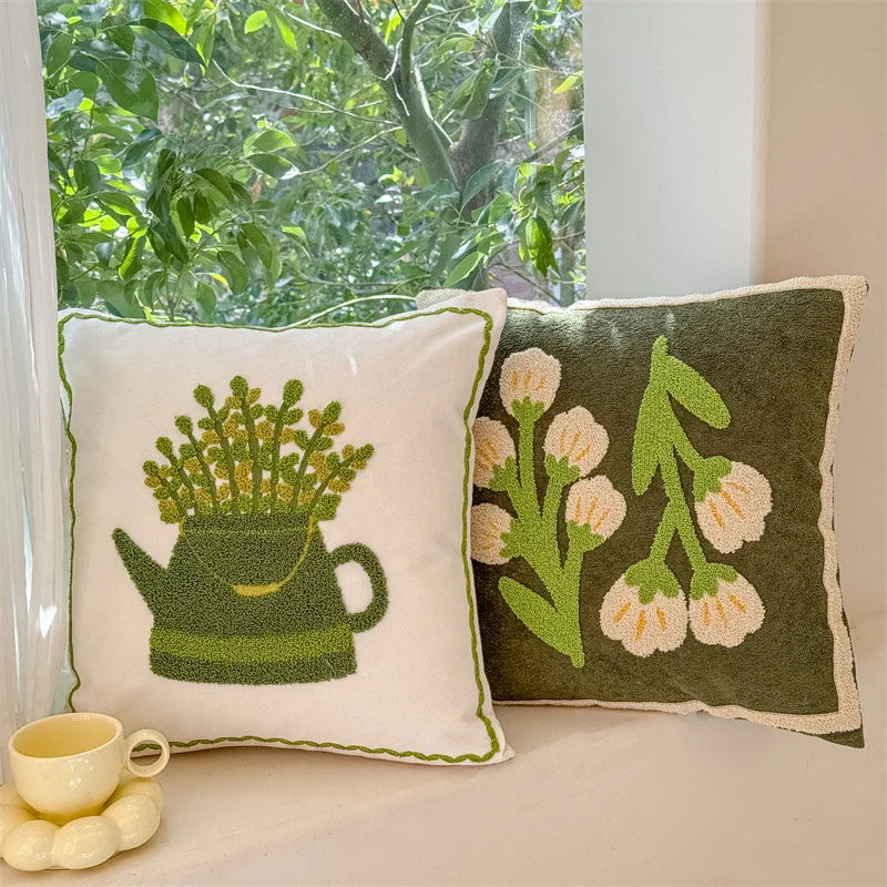 coussins décoratifs brodés motifs floraux 45x45cm polyester adhésifs traditionnels