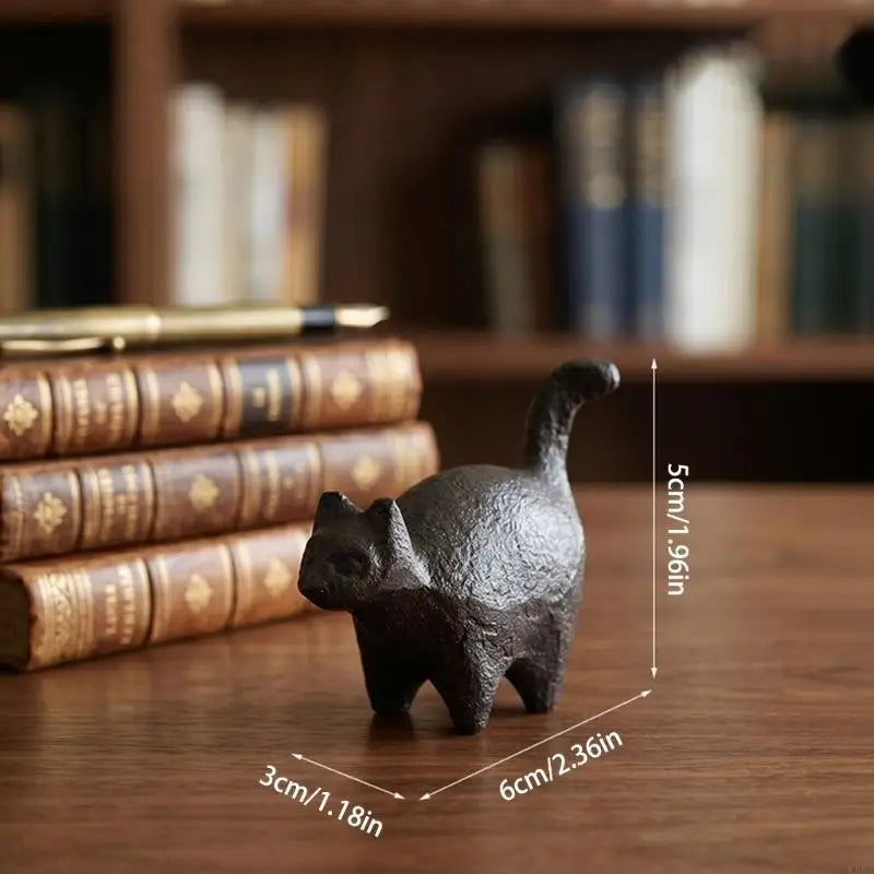 statue chat noir texture rustique artisanal support papier écriture chinois ancien livre brut chambre