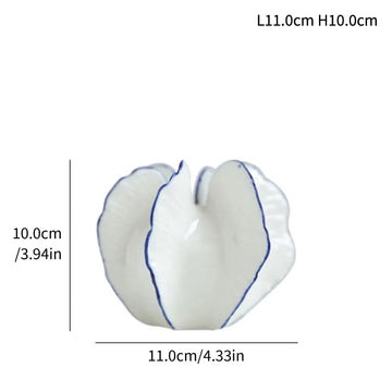 vase moderne céramique porcelaine blanc bleu rayures horizontales fleur séchée table decoration maison