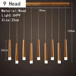suspension lumineuse bois naturel moderne 12 têtes 90v 260v minimaliste
