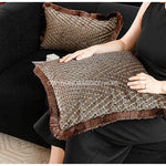taies d'oreiller géométriques polyester beige marron classique respectueux environnement opaques maison