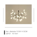 suspension lumineuse moderne branchée feuilles translucides lumière led blanc doré