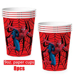 ensemble décoration anniversaire spider man vaisselle jetable nappe assiettes gobelets banderole ballons rouges