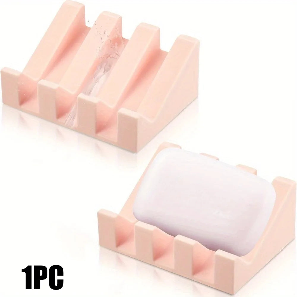support savon silicone noir grooves moderne salle bains drainage auto savon