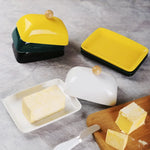 porte beurre céramique rectangle noir jaune blanc uni moderne spatule
