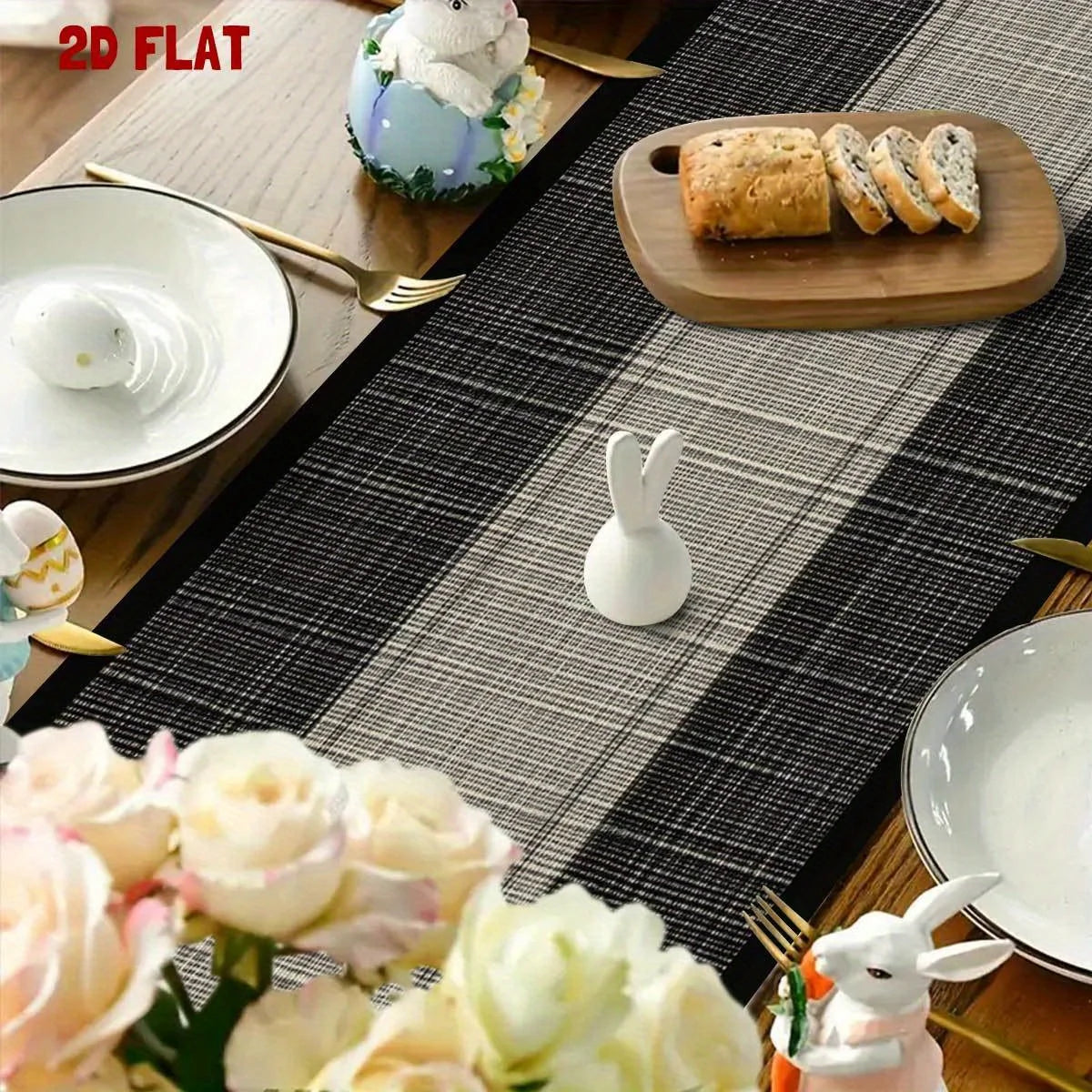 nappe table carreaux noir gris blanche moderne décoration intérieure automne hiver lin