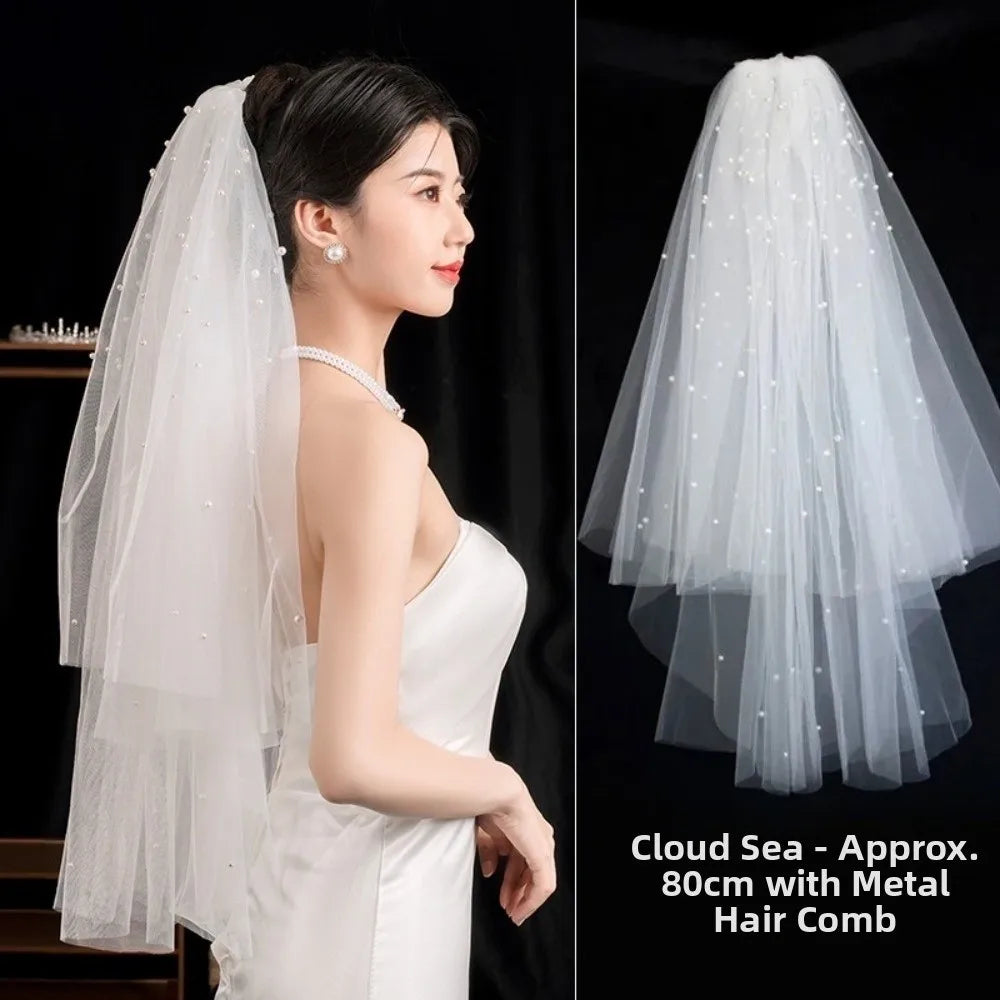 voile mariée blanc translucide classique comb métallique accessoire mariage photo femme