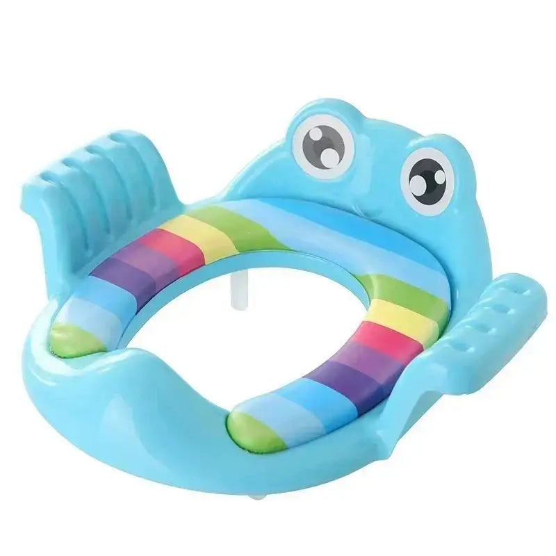 assise toilette enfant grenouille rose vert bleu rayures multicolores supports blancs ludique animalier