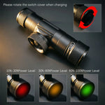lampe torche rechargeable led camping chasse usb type ceinture noire boutons serrage moderne pratique
