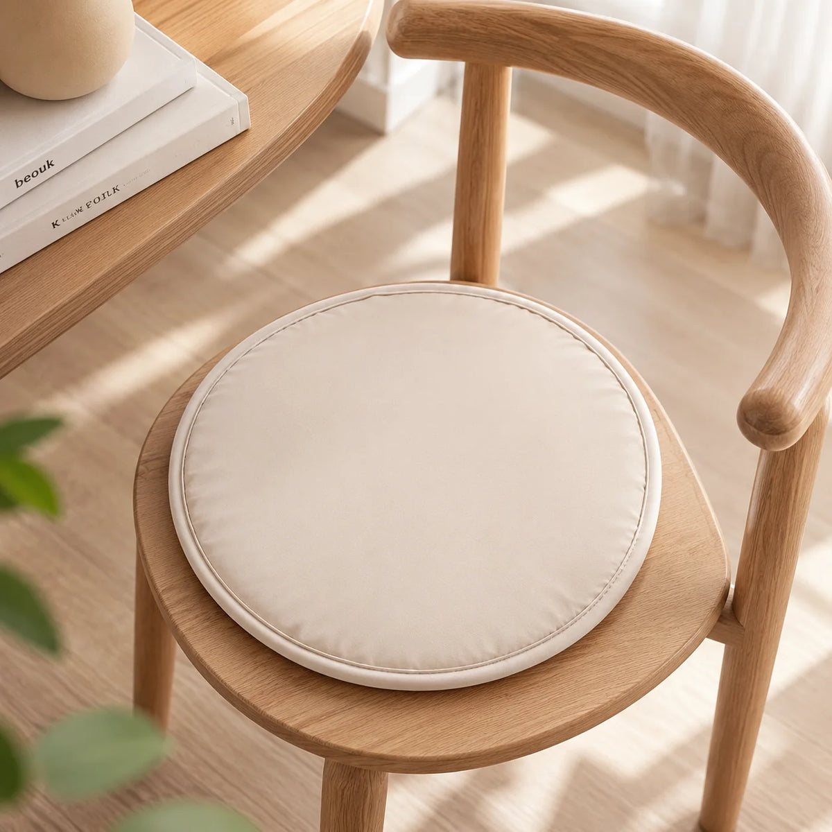 coussin chaise rond solide anti salissure mousse pu polyester coton beige orange rouge bleu
