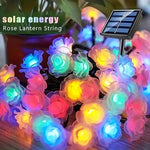 guirlande lumineuse solaire multicolore fleurs roses moderne 20 fleurs panneau solaire extérieur autonomes