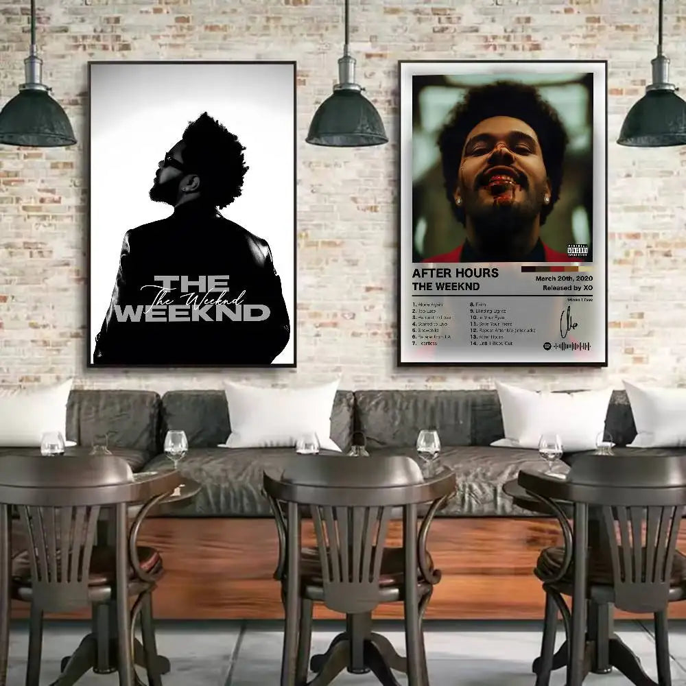 affiche the weeknd moderne pvc noire blanche cadre salon chambre decoration artistique