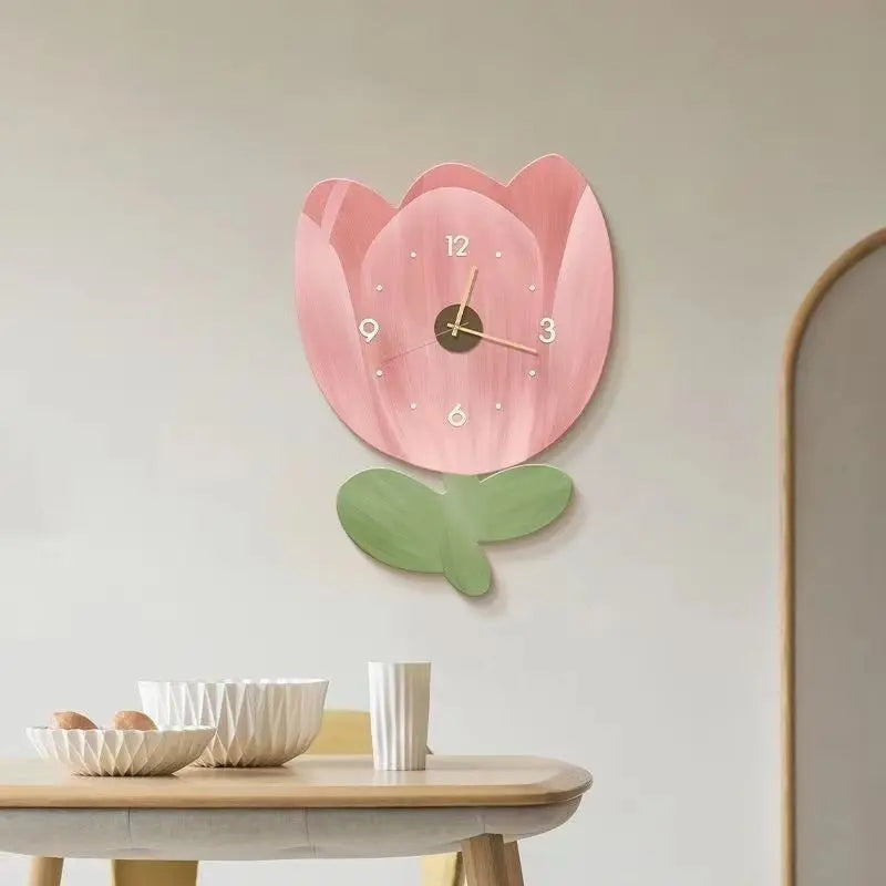 horloge murale moderne motif fleurs colorées décoration salon maison silencieuse grande taille