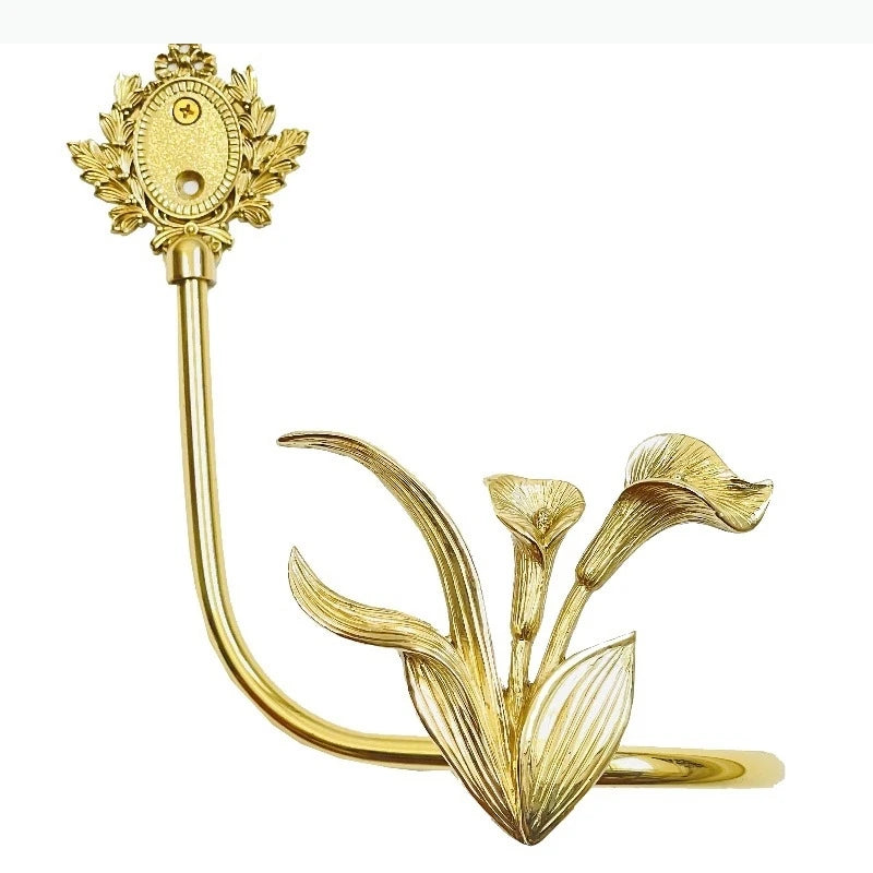 porte serviettes mural classique baroque fleurs stylisées doré fixations plaque fixation inclusOpaque
