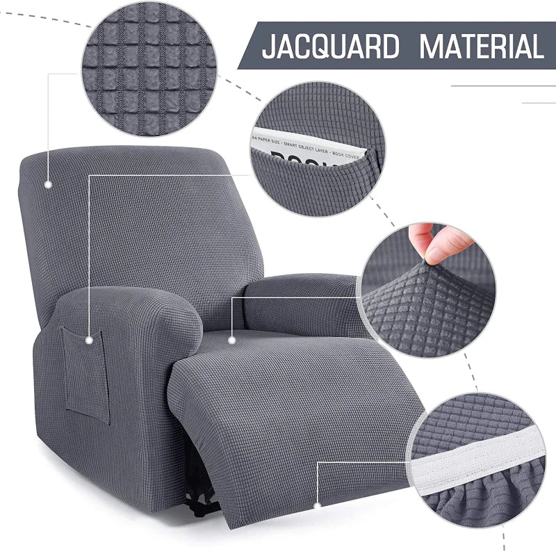 housse fauteuil gris jacquard moderne adhésif poche lavage machine applicable canapé inclinable polyester polaire