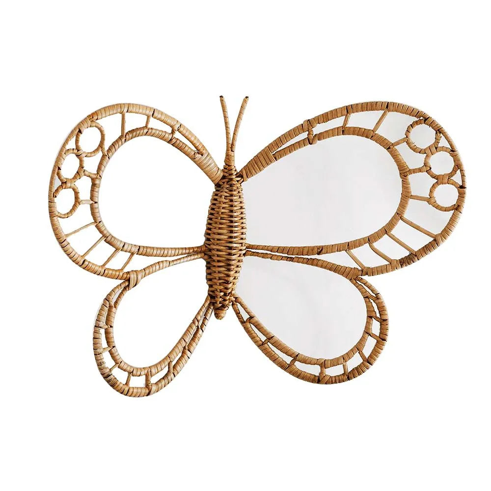 décoration murale papillon rotin naturel artisanal tissé main rustique nordiqueintérieur accessoire photo prop