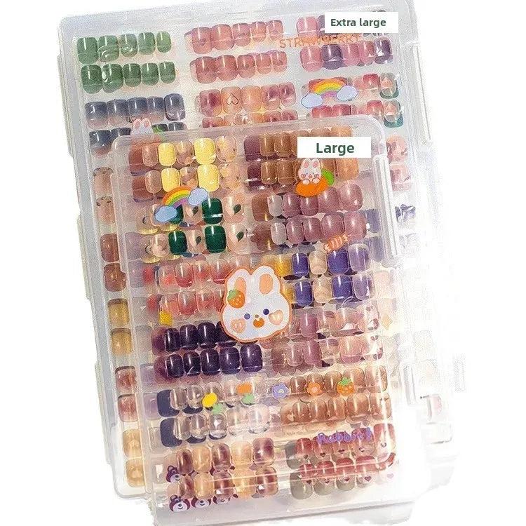 coffret rangement faux ongles multicolores modernes grande capacité portatif transparent accessoire nail art