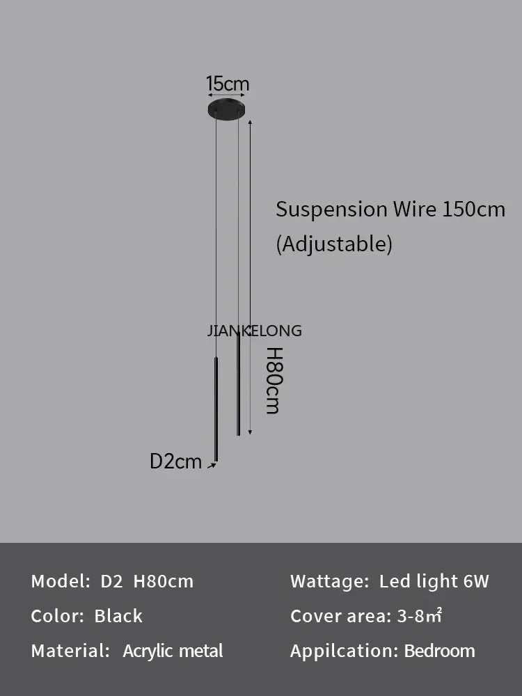 lumière suspendue moderne noire acrylique 4000K 3000K 6000K chambre salon