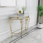 console meuble demi lune or marbre floral classique vintage blanc noir ornementé