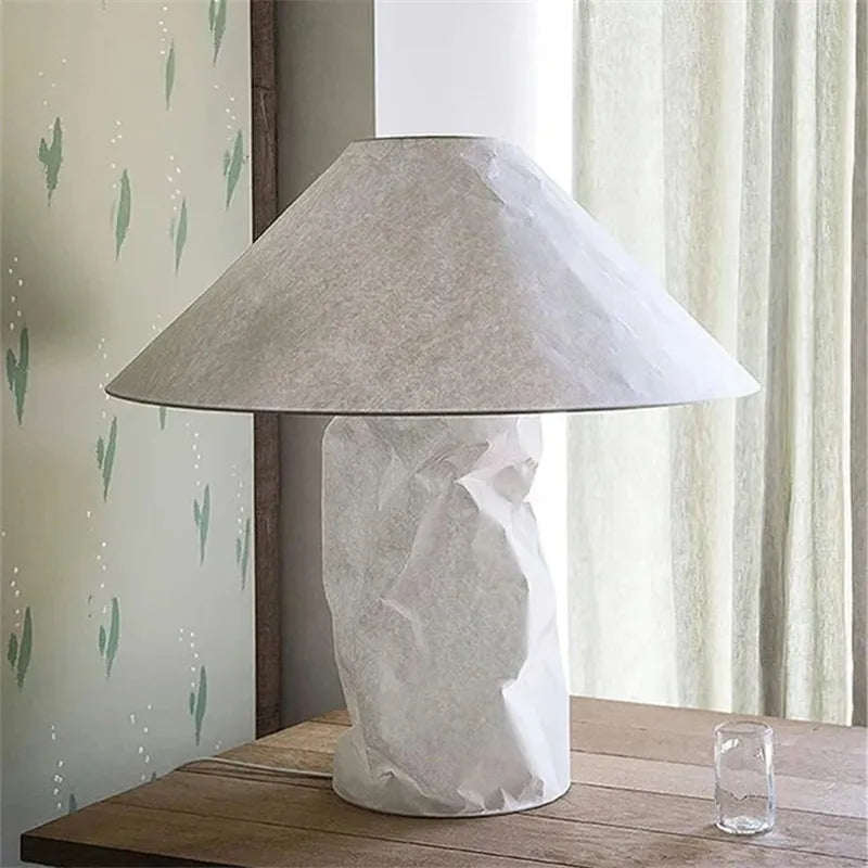 lampe table moderne papier blanc texture froissée 6000k 4000k 3000k