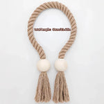 boucle rideau boho bois franges simples coton beige blanc moderne maison