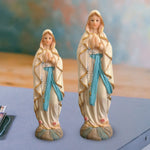 figurine virgin mary résine religieuse ange doré fleurs roses base décorative 8cm 13cm