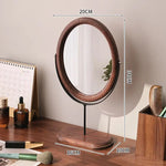 miroir cosmétique classique bois marron foncé pied central ornement décoration chambre erotique