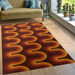 tapis marron orange rouge moderne rétro rayures ondulées polyester salon chambre extérieur