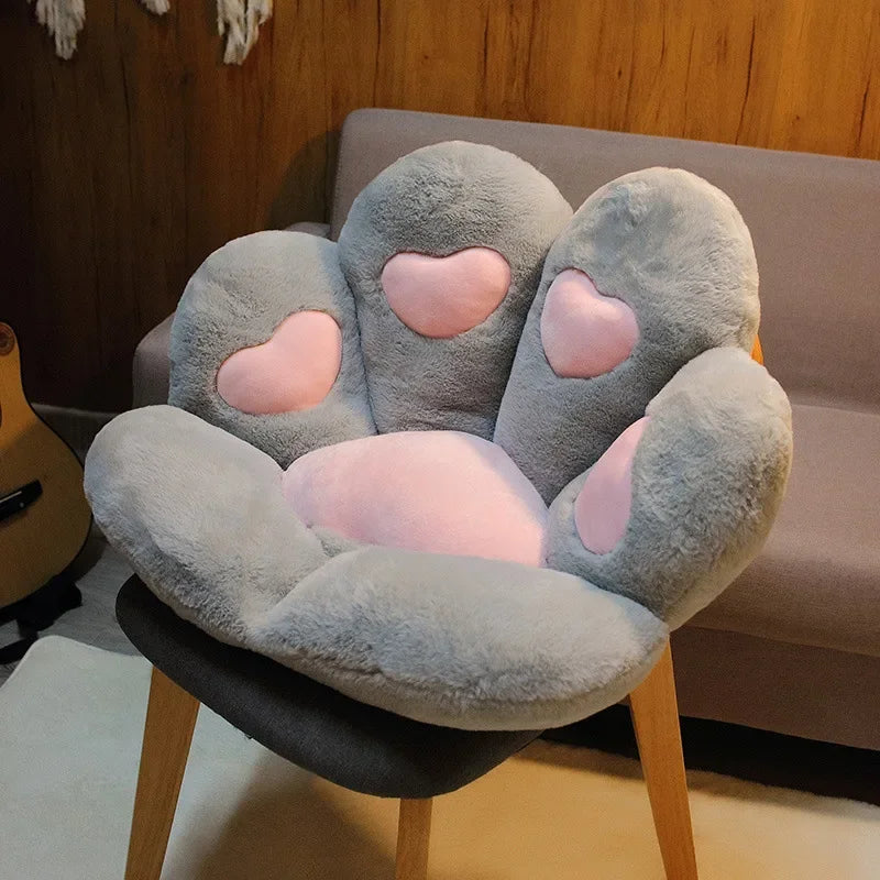 coussin patte chat peluche coeurs blancs doux lit amovible lavableDecoration mignonneAdultes