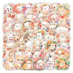 sticker animal dessin animé enfant kawaii fleurs adhésif imperméable collection papeterie
