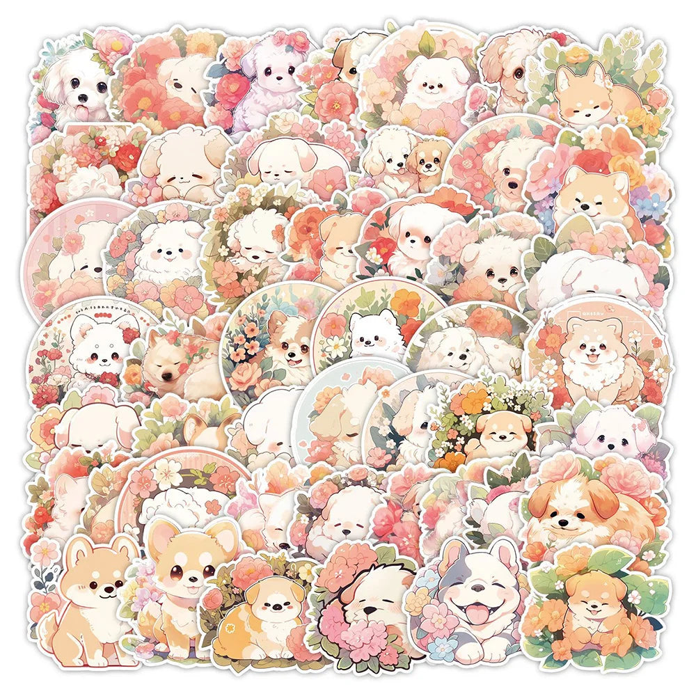 sticker animal dessin animé enfant kawaii fleurs adhésif imperméable collection papeterie