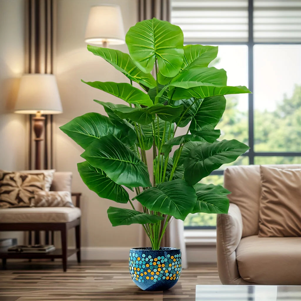 plante artificielle grande feuilles vertes 18 feuilles decoration maison salon extérieur verte realistic