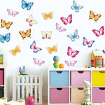sticker mural papillons multicolores artiste adhésif décoration chambre enfants pvc 22x30cm
