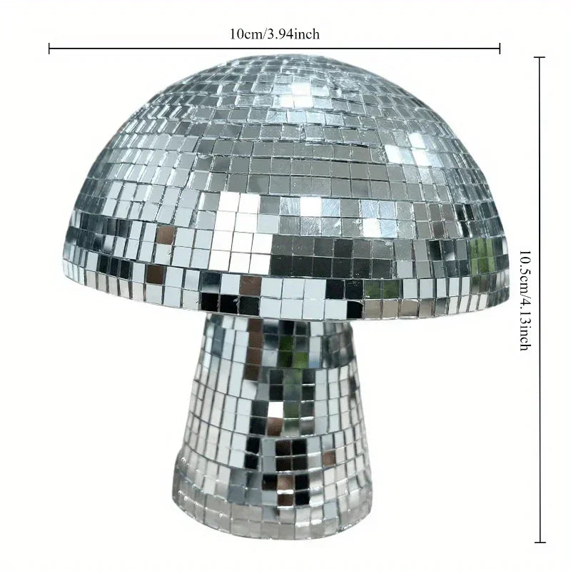 décoration disco boule champignon miroir argenté effet mosaïque vintage table ornement