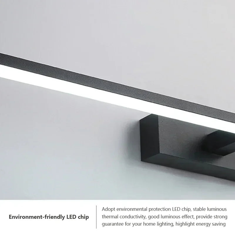 lampe miroir moderne noir blanc doré fixée mur led tricolore 40cm 60cm