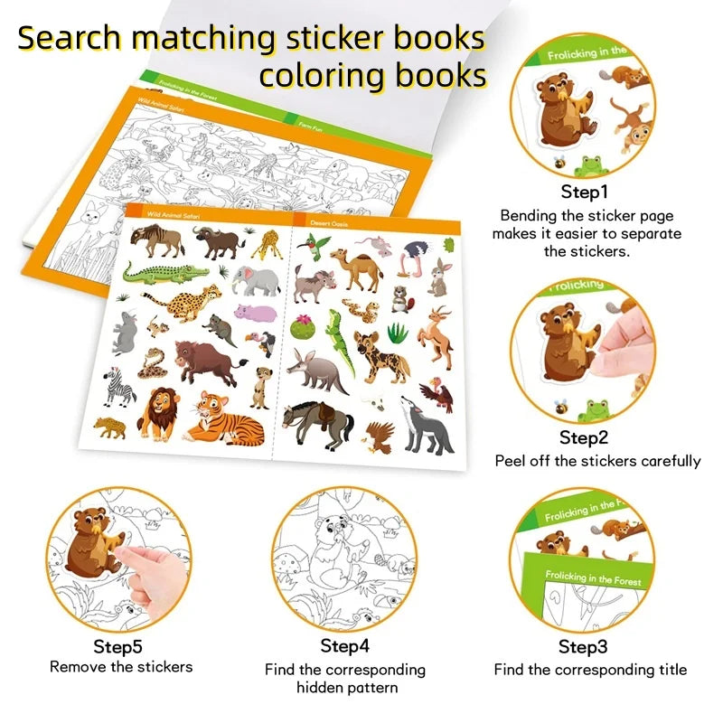 livre stickers coloriage animaux enfants ans activités diy recherches illustrationsscrição