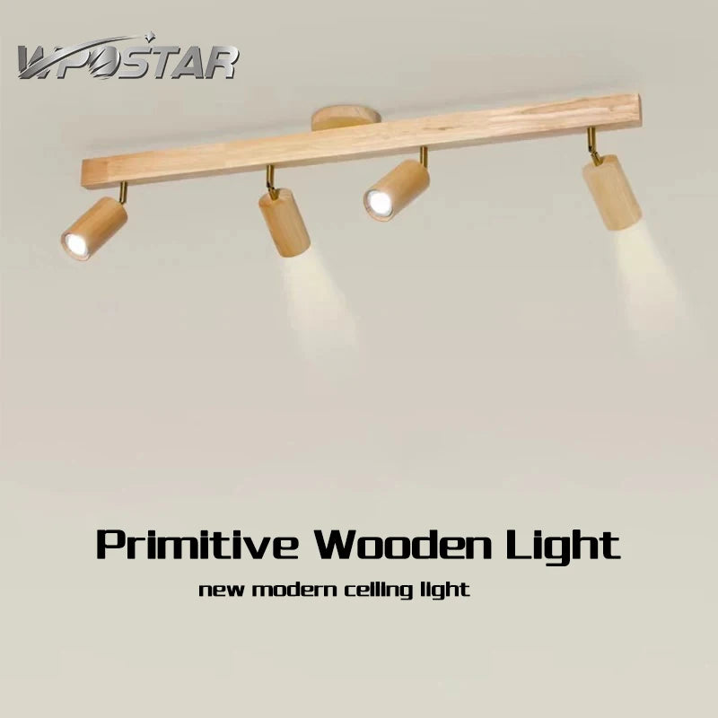plafonnier bois moderne spots led blanc doré têtes(touches)
