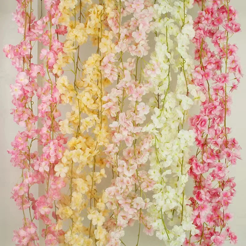 guirlande fleurs artificielles mariage rose clair blanc décoratif intérieur romantique 1.8m 135 têtes