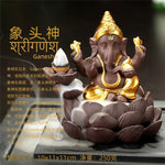 statue ganesh pierre beige texture granulée indien cendrier fixations traditionnel