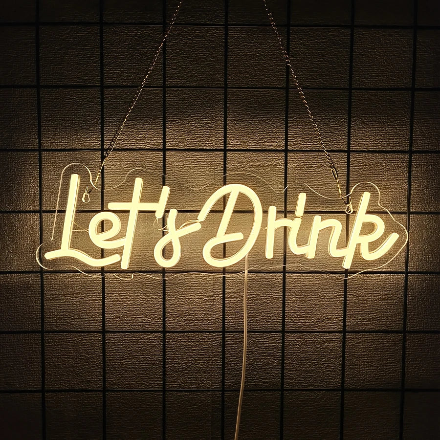 néon lumineux lettrage cheers vin lettres drink blanc rouge bleu rose moderne décoration chambre