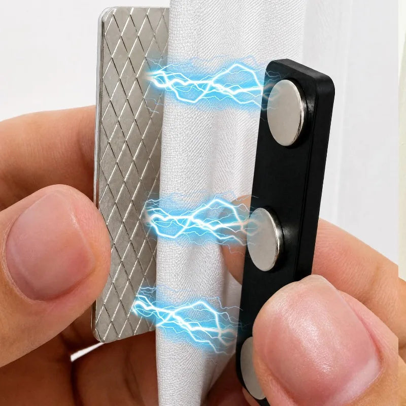 aimants magnétiques adhésifs noir gris texturés modernes rideau douche moustiquaire fixations détachables paires