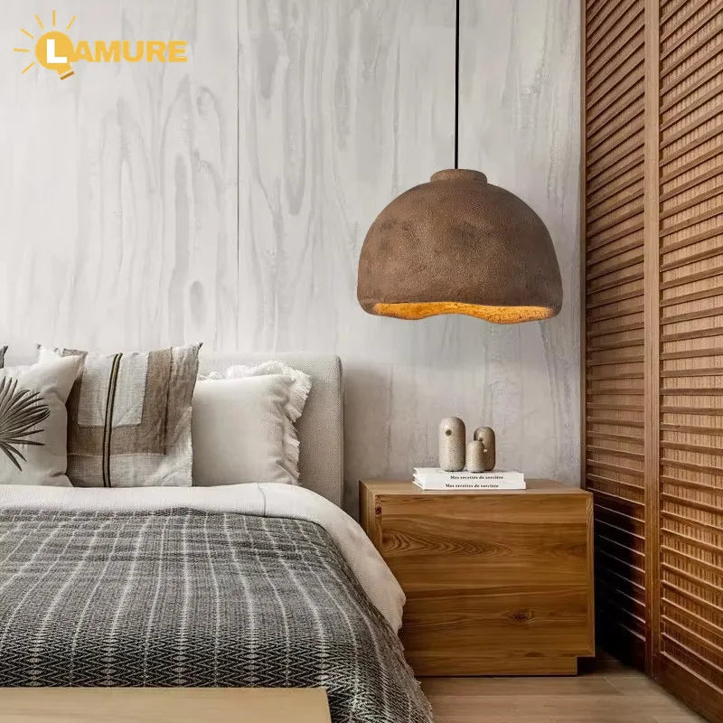 luminaire suspension moderne résine mate wabi sabi minimaliste salon chambre beige gris