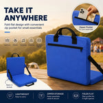 coussin siège portable extérieur bleu toile ajustable poche transporte facilement