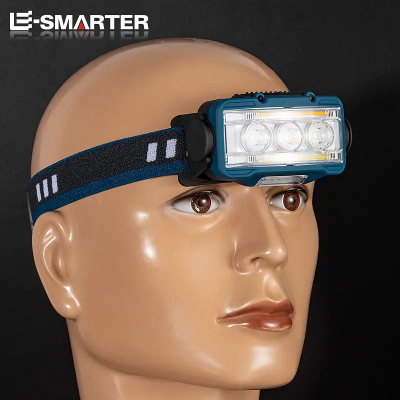 lampe frontale led rechargeable super brillante étanche hiking camping nocturne bleu turquoise noir jaune