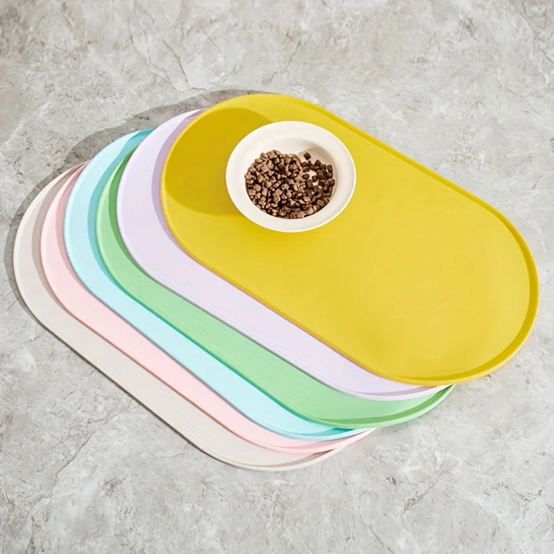tapis alimentation chat imperméable antidérapant silicone moderne plateaux animaux compagnie deux gamelles couleur rose