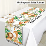 nappe table animaux sauvage lion éléphant zèbre girafe aquarelle enfant safari